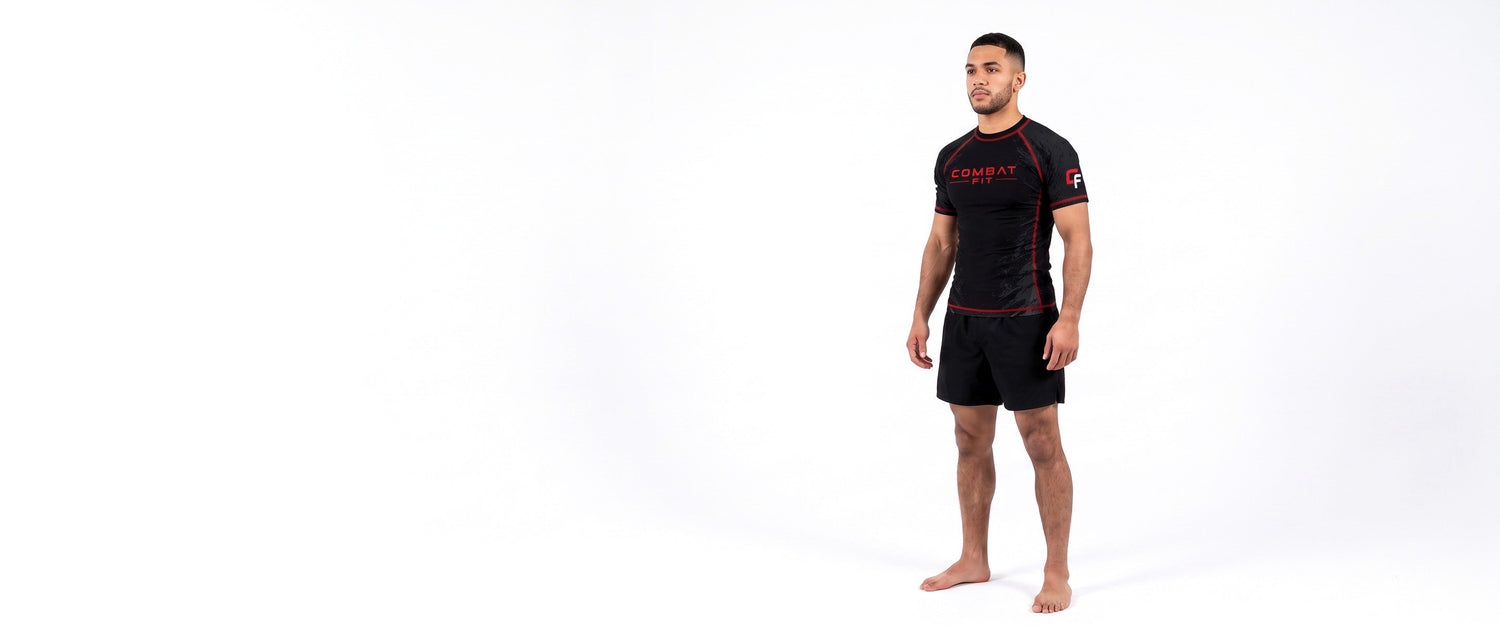 Combat Fit Stealth Rashguard worn in the gym
